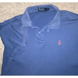 Polo Ralph Lauren Shirt Men Large Blue Short Sleeve Pink Pony Soft Cotton Preppy
